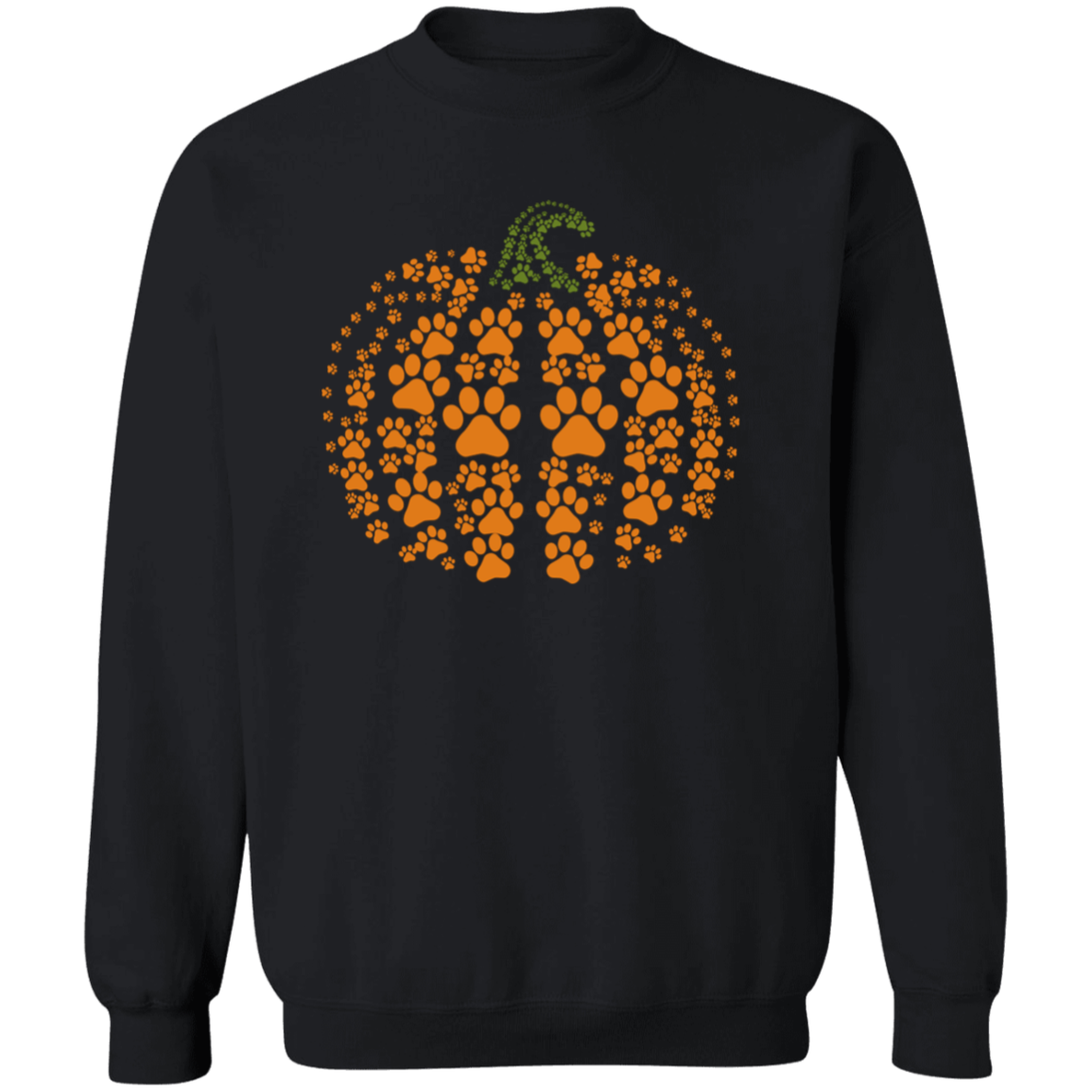 Dog Pawprint Pumpkin Fall Crewneck Pullover Sweatshirt