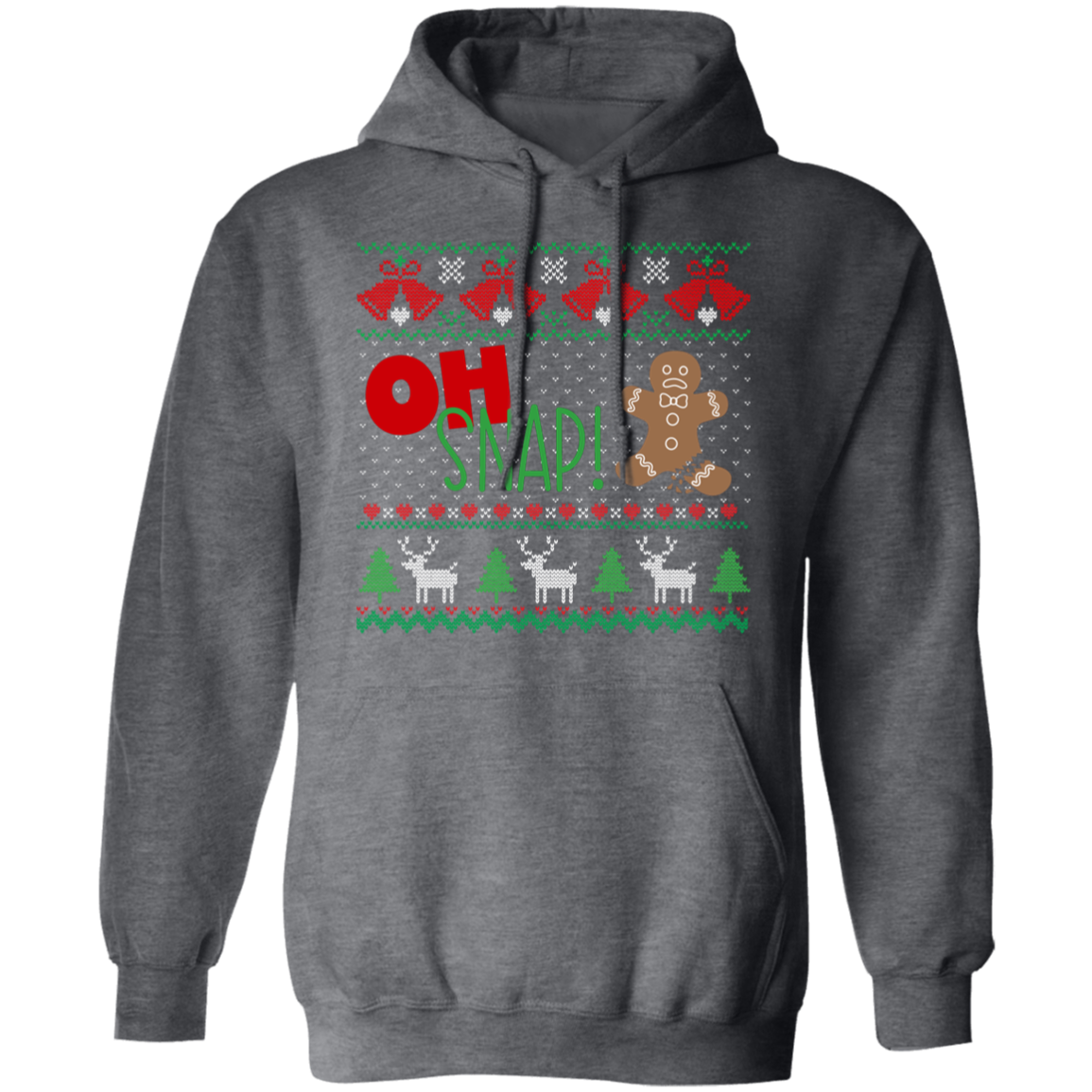 Oh Snap! Gingerbread Man Ugly Christmas Sweater Pullover Hoodie