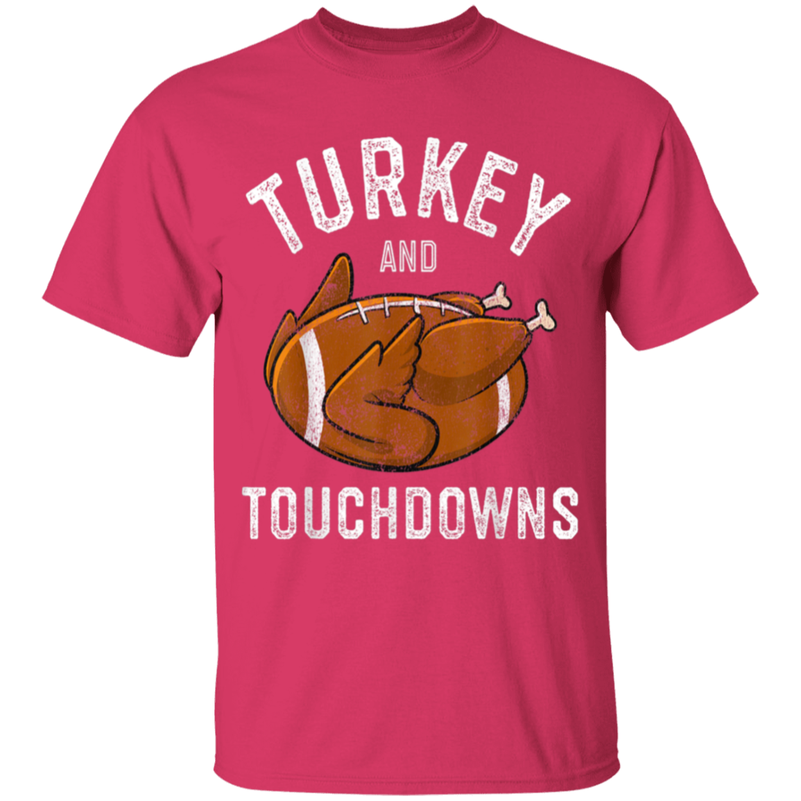 Turkey and Touchdowns Thanksgiving Football Youth T-Shirt