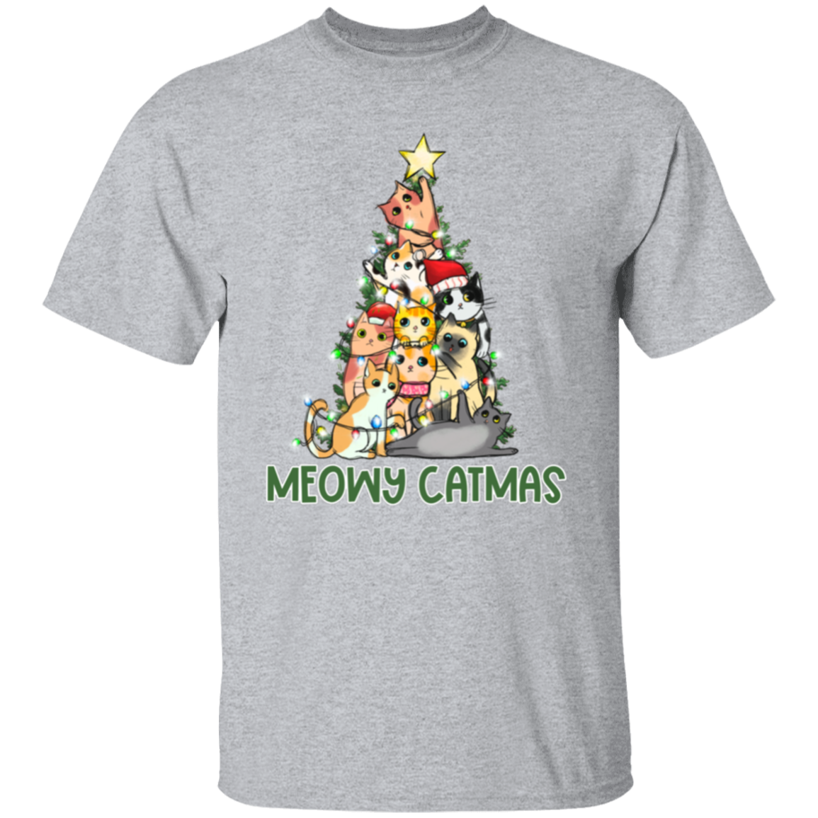 Meowy Catmas Cat Christmas Tree Cute Holiday T-Shirt