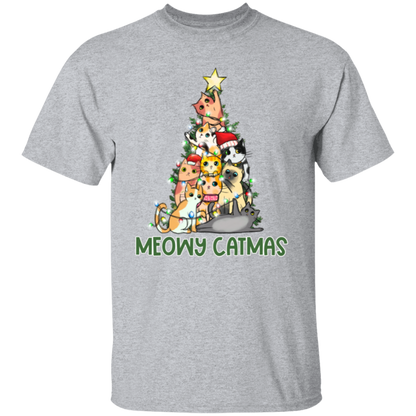 Meowy Catmas Cat Christmas Tree Cute Holiday T-Shirt