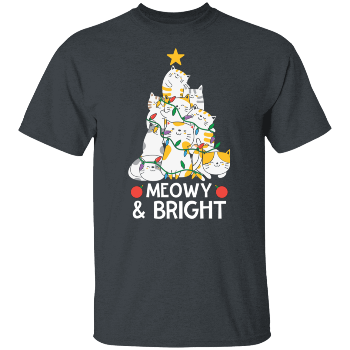 Meowy & Bright Cat Christmas Tree T-Shirt