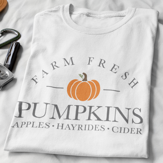 Farm Fresh Pumpkins Apples Hayrides Cider Fall T-Shirt