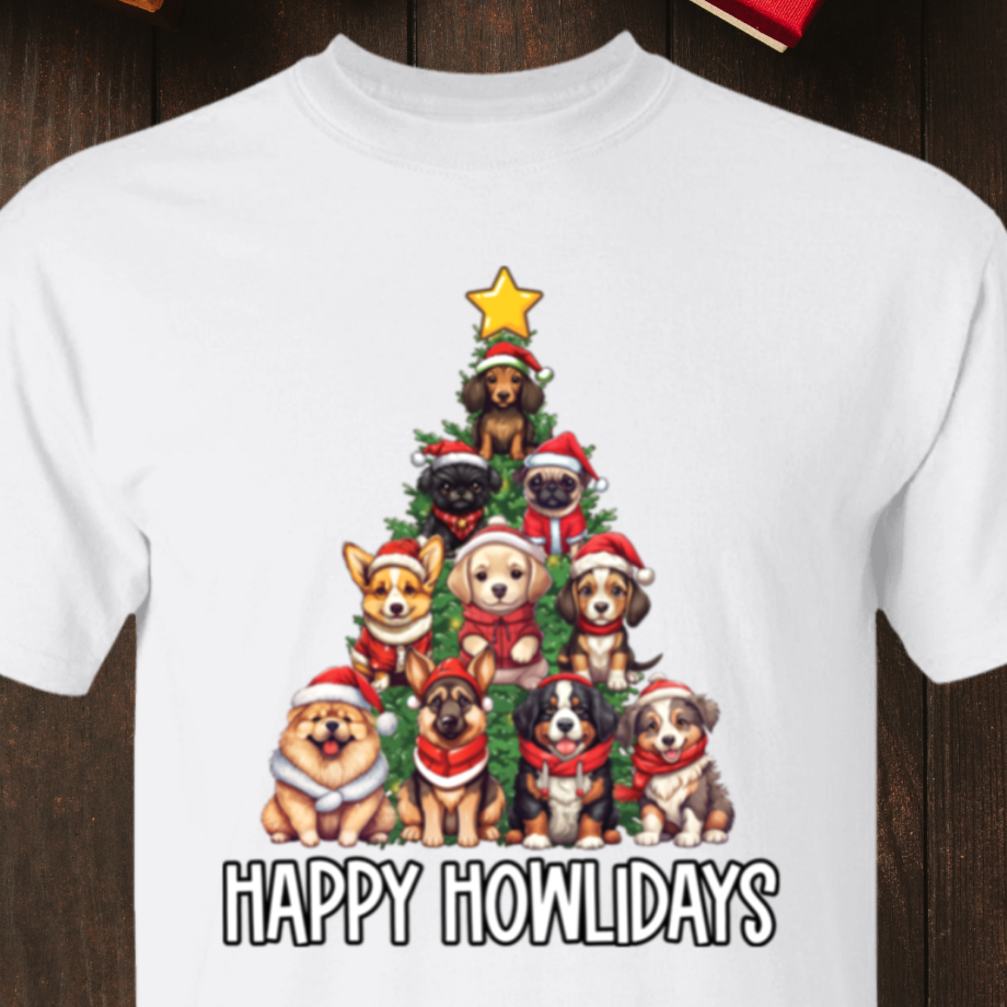 Happy Howlidays Dog Christmas Tree T-Shirt