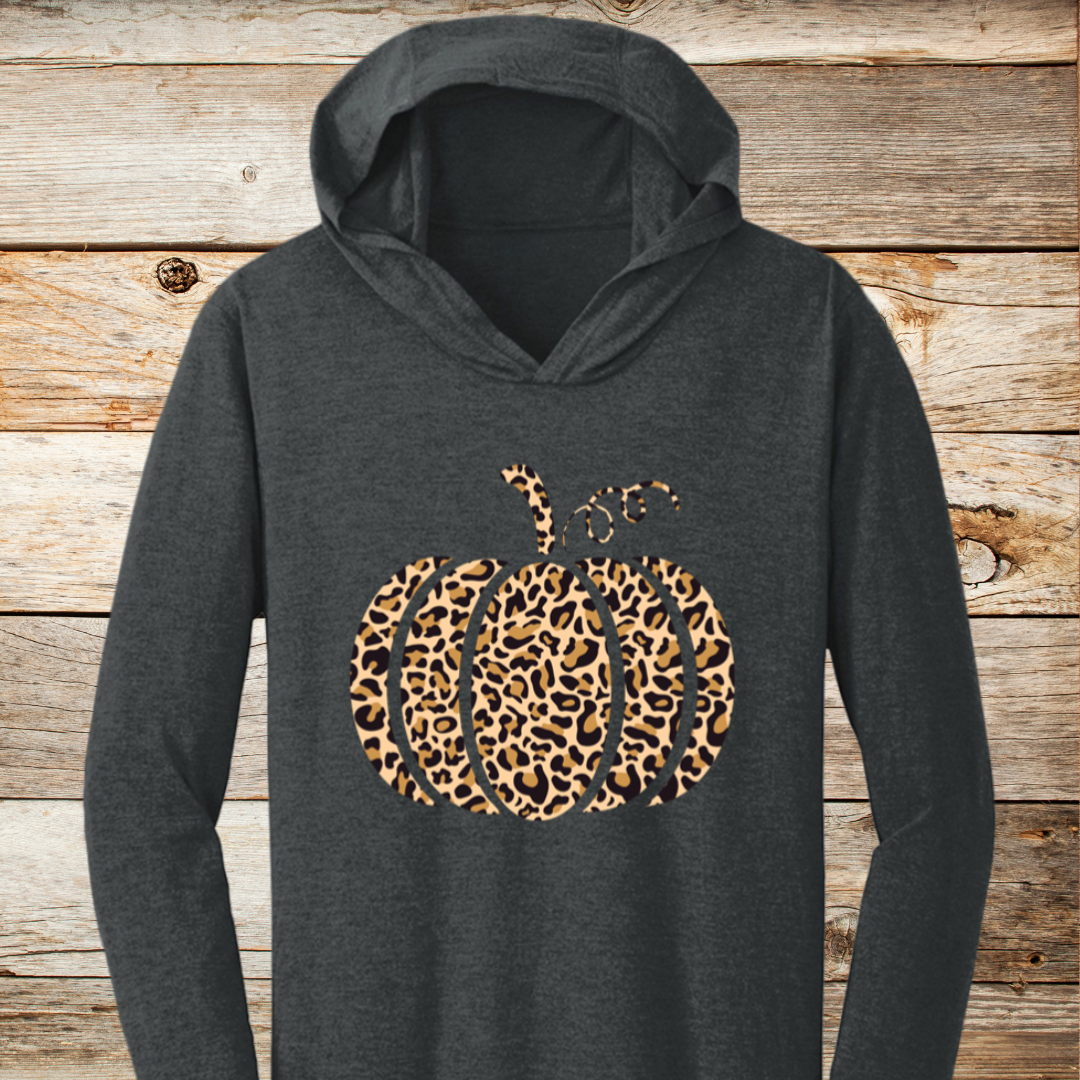 Leopard-Print Pumpkin Cute Fall Triblend T-Shirt Hoodie