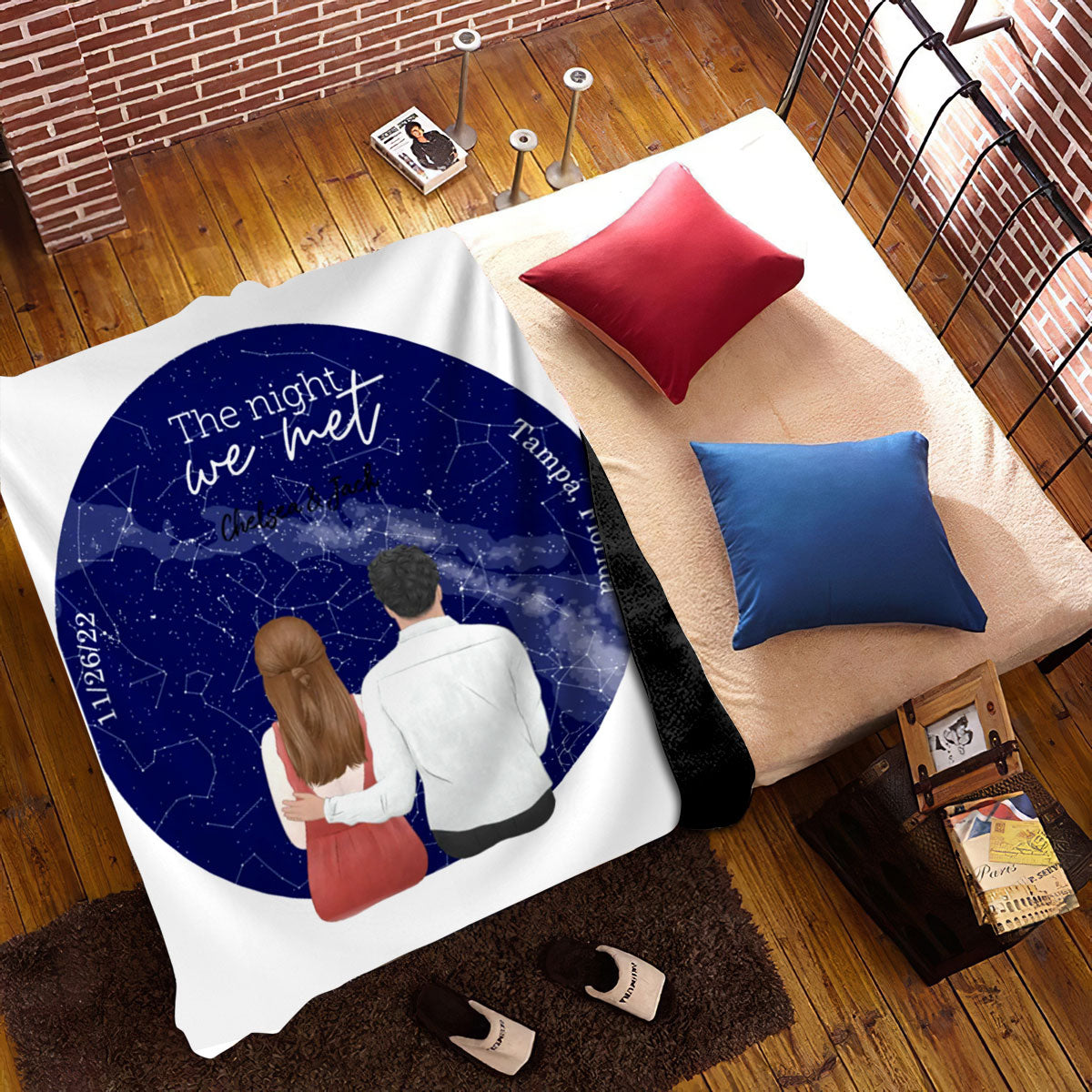 A Love Story Written in the Stars - Personalized Premium Blanket with Star Map