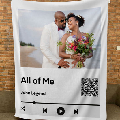 Personalized Music Player Premium Black Sherpa Blanket - Add Any Photo & Song