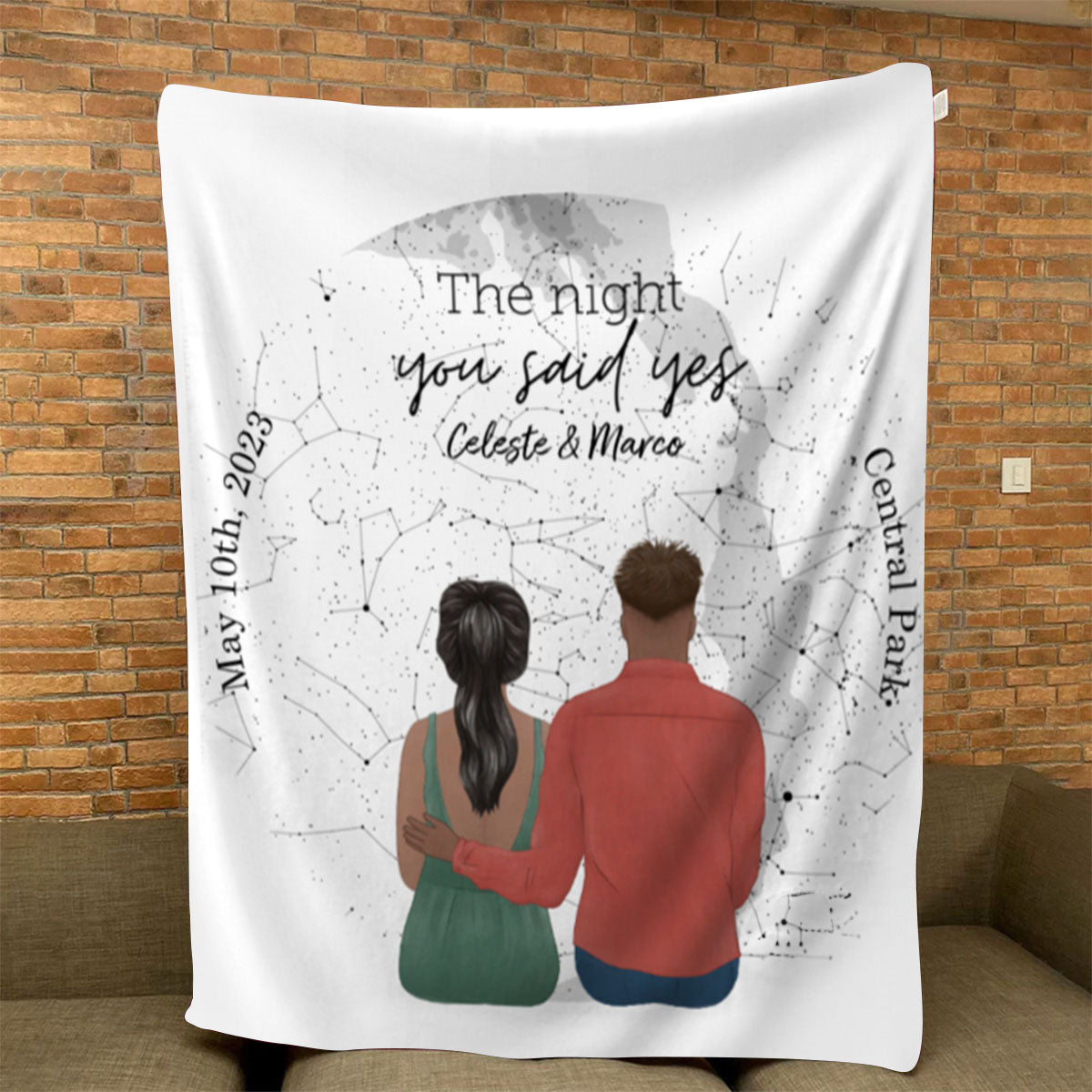 A Love Story Written in the Stars - Personalized Premium Blanket with Star Map