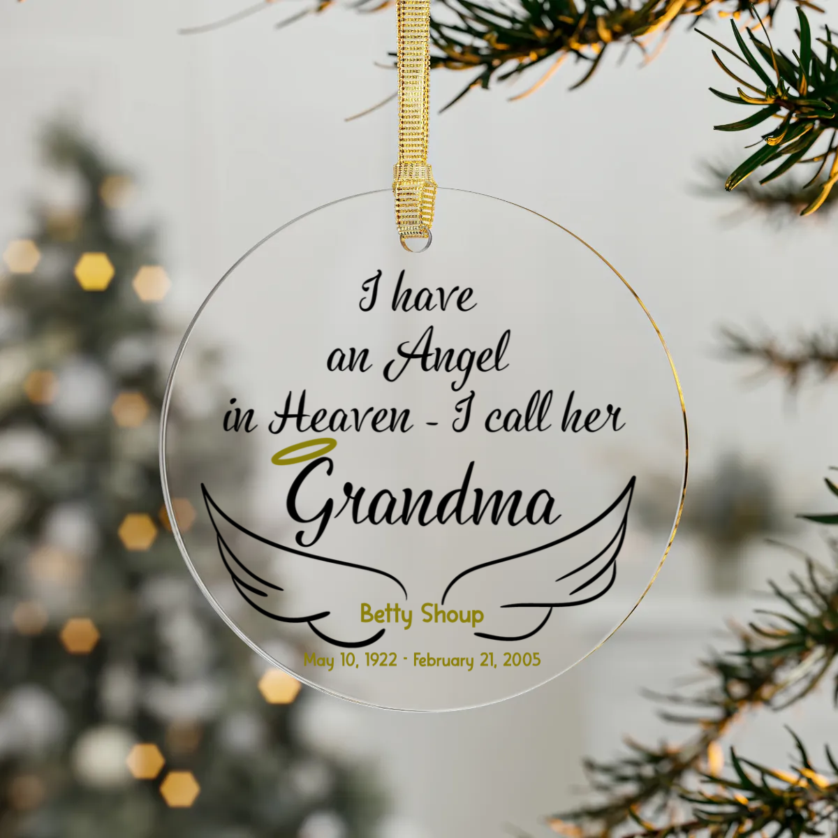 Personalized Memorial Christmas Ornament – I Have An Angel in Heaven Custom Acrylic Ornament – In Memory of Keepsake