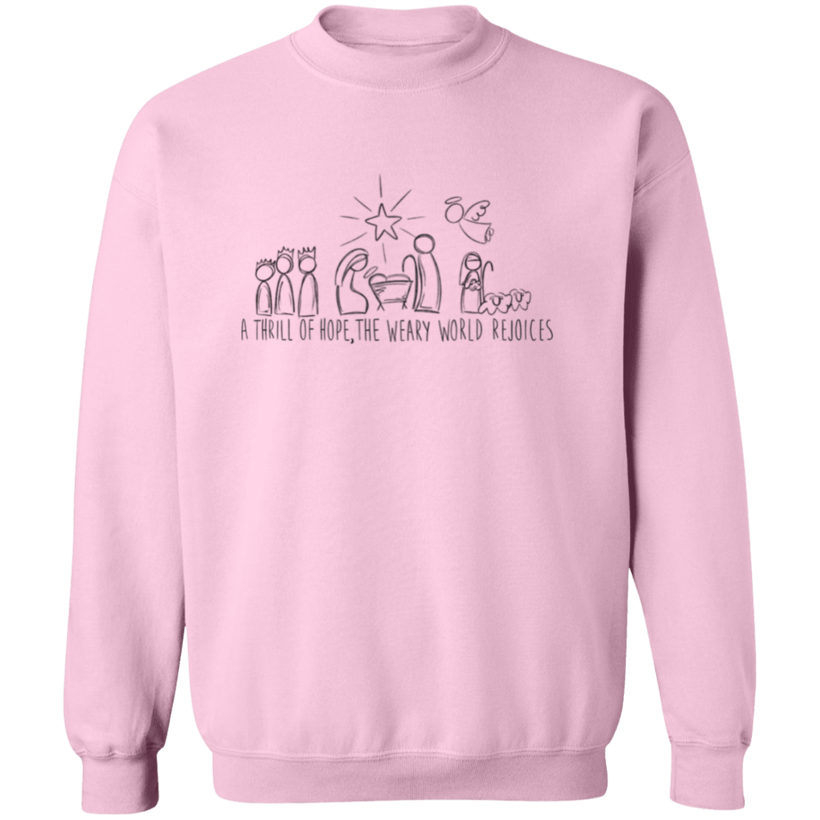 A Thrill of Hope Christmas Collection: Nativity Doodles, Inspirational Wear - T-Shirt, LS T-Shirt, or Crewneck Sweatshirt