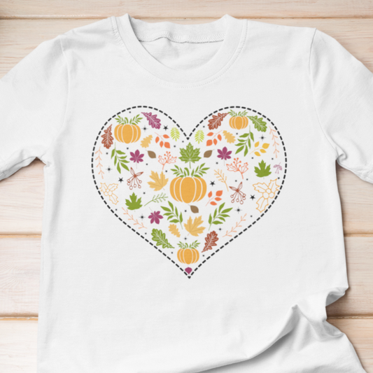 Pretty Fall-Themed Heart T-Shirt