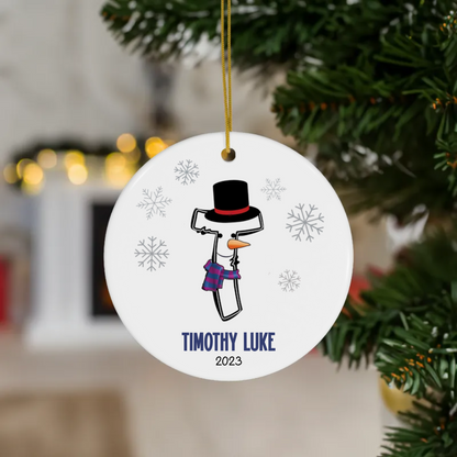 Letter Name Christmas Ornament - Snowman - Personalized Family Monogram Gift