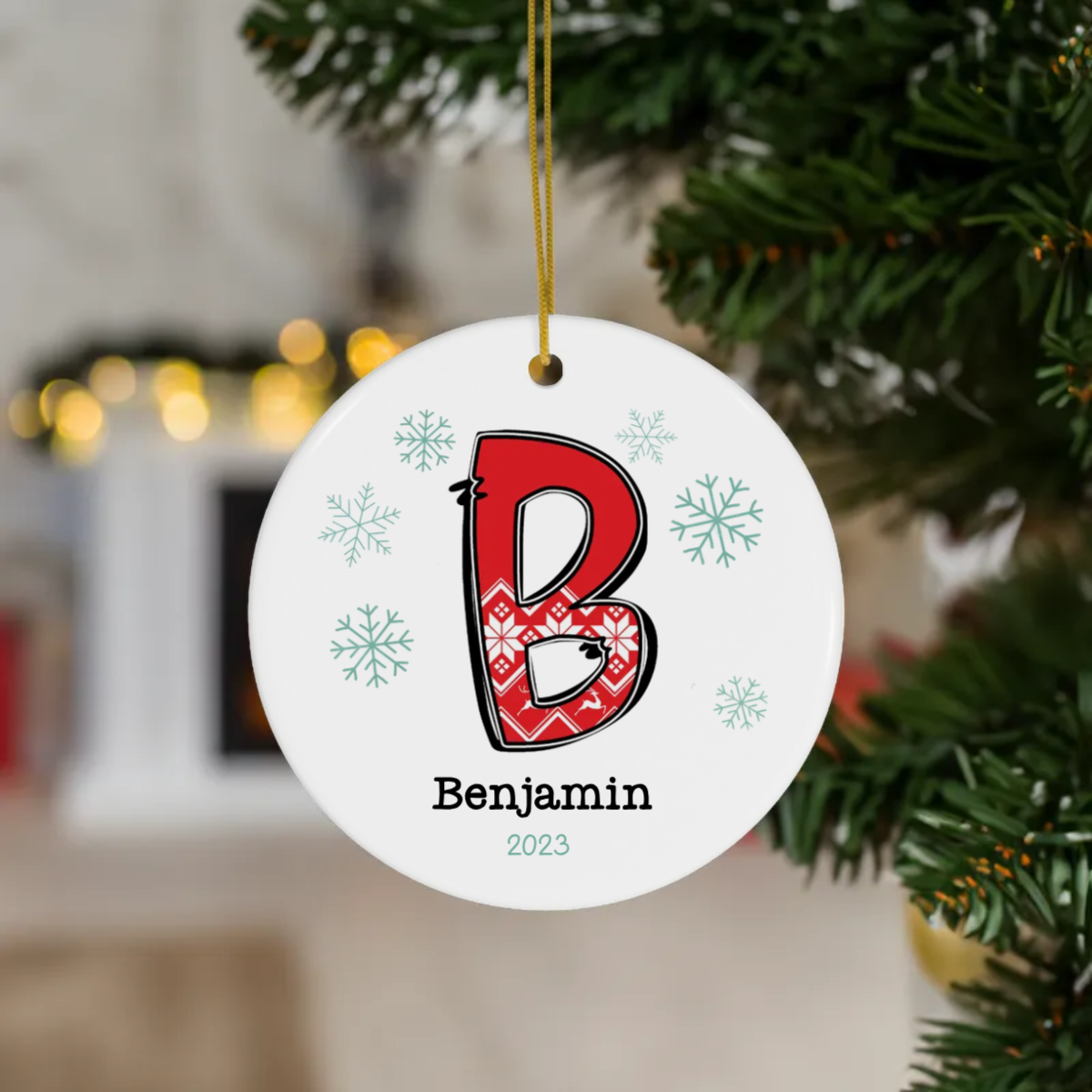 Letter Name Christmas Ornament - Christmas Sweater - Personalized Family Monogram Gift