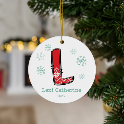 Letter Name Christmas Ornament - Christmas Sweater - Personalized Family Monogram Gift