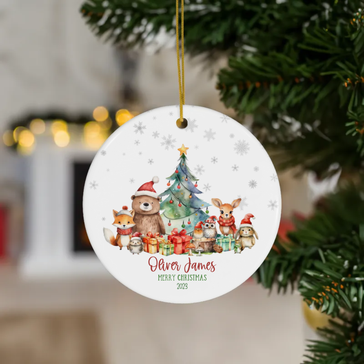 Personalized Christmas Ornament - Woodland Animals - Baby’s First Christmas Gift