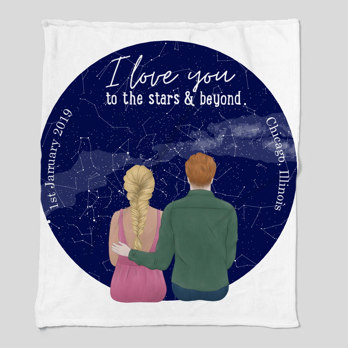 A Love Story Written in the Stars - Personalized Premium Blanket with Star Map