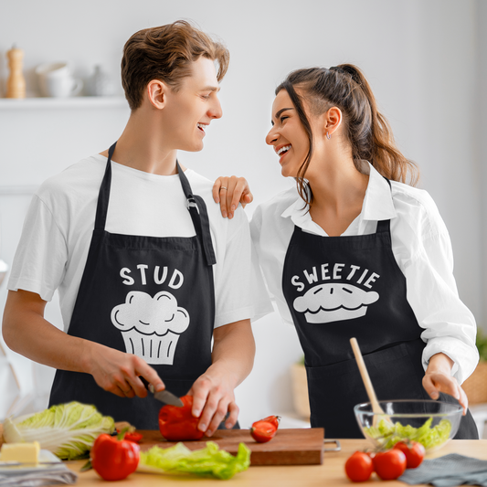 Stud Muffin & Sweetie Pie - His & Hers Bib Aprons