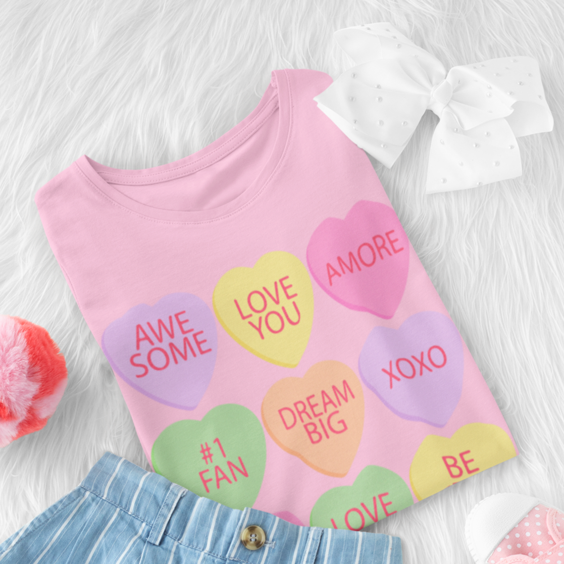 Candy Hearts Mommy & Me Valentine's Day T-Shirts - Toddler, Youth, & Adult