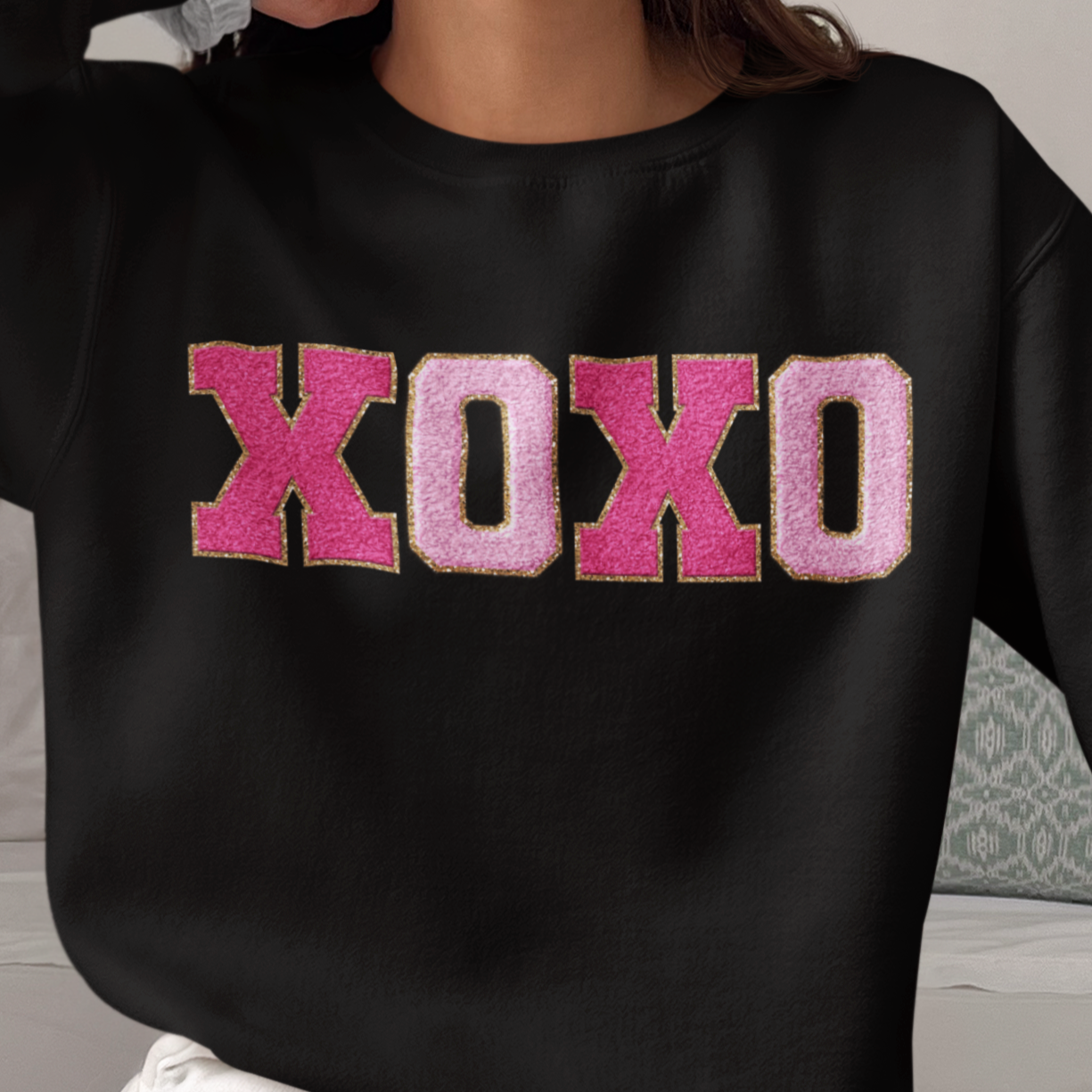 XOXO Faux Chenille Glitter Patches Valentine's Day Collection - Youth & Adult T-Shirts & Sweatshirts