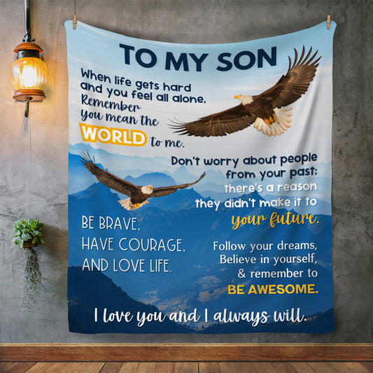 To My Son | I Will Always Love You - Bald Eagle Cozy Plush Fleece Blanket