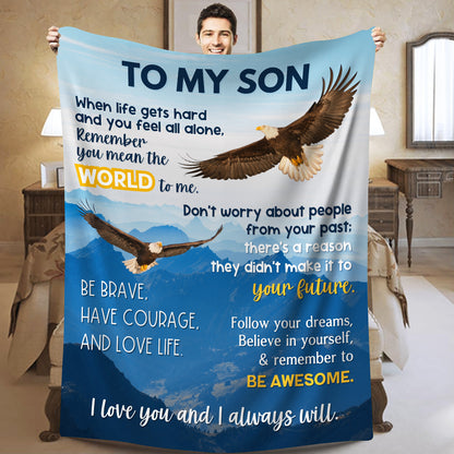 To My Son | I Will Always Love You - Bald Eagle Cozy Plush Fleece Blanket