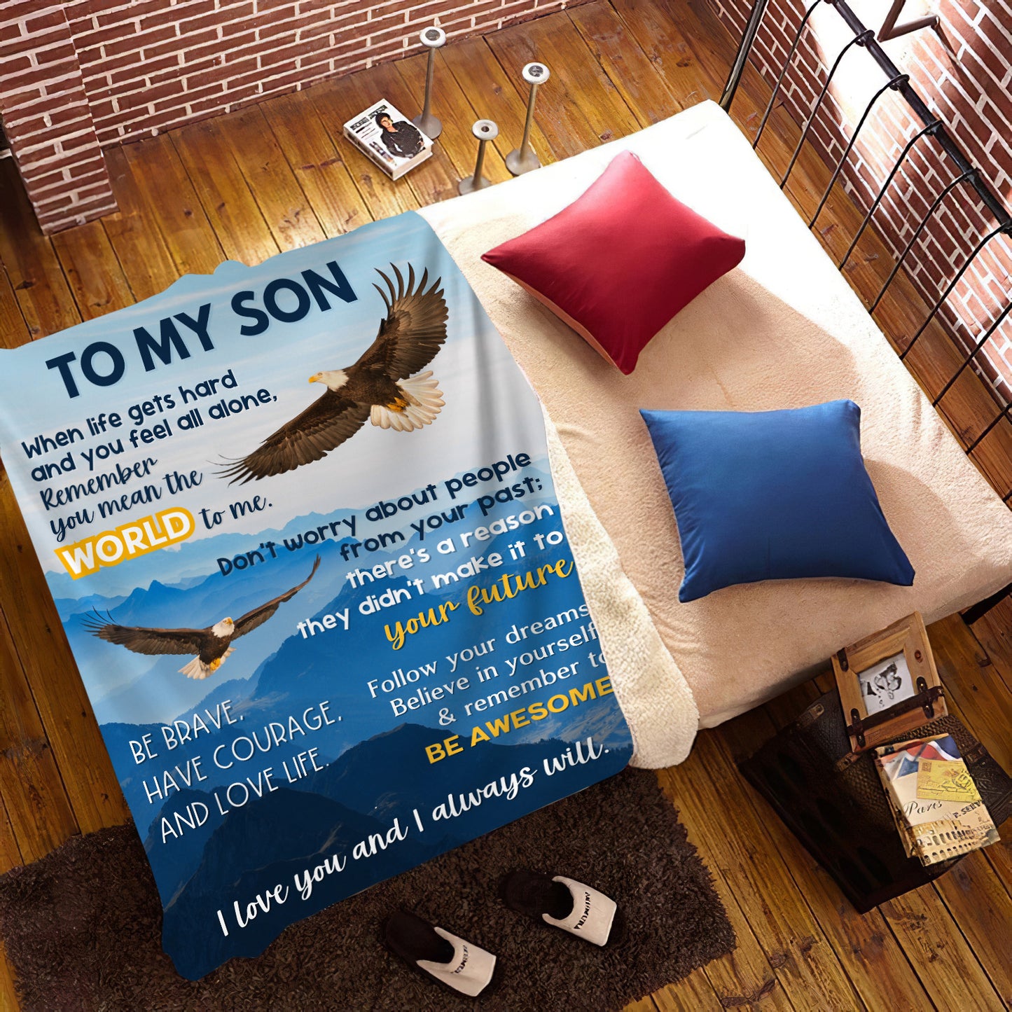 To My Son | I Will Always Love You - Bald Eagle Cozy Plush Fleece Blanket