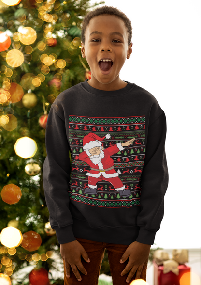 Dabbing Santa Ugly Christmas Sweater Youth LS T-Shirt