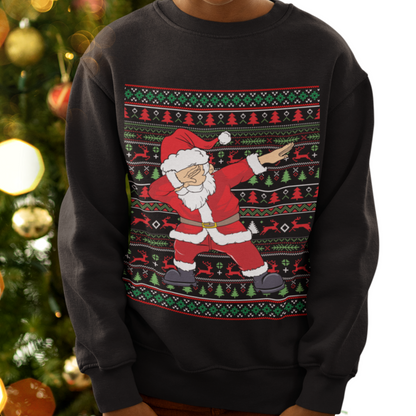 Dabbing Santa Ugly Christmas Sweater Youth LS T-Shirt