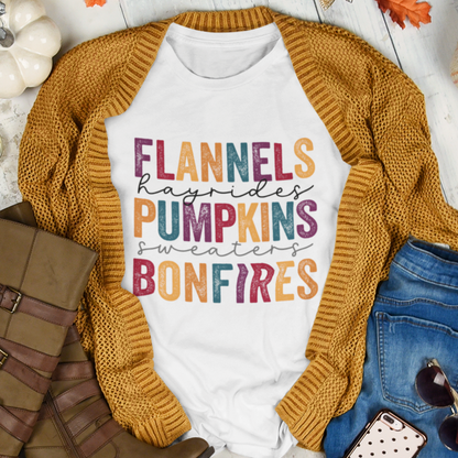 Flannels Hayrides Pumpkins Sweaters Bonfires T-Shirt