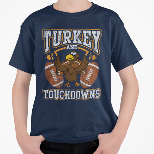 Turkey and Touchdowns Thanksgiving Youth T-Shirt