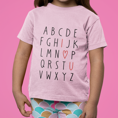 I Love You Alphabet Valentine's Day Collection - Youth T-Shirts, Adult SS & LS Tees, Sweatshirts, & Mugs