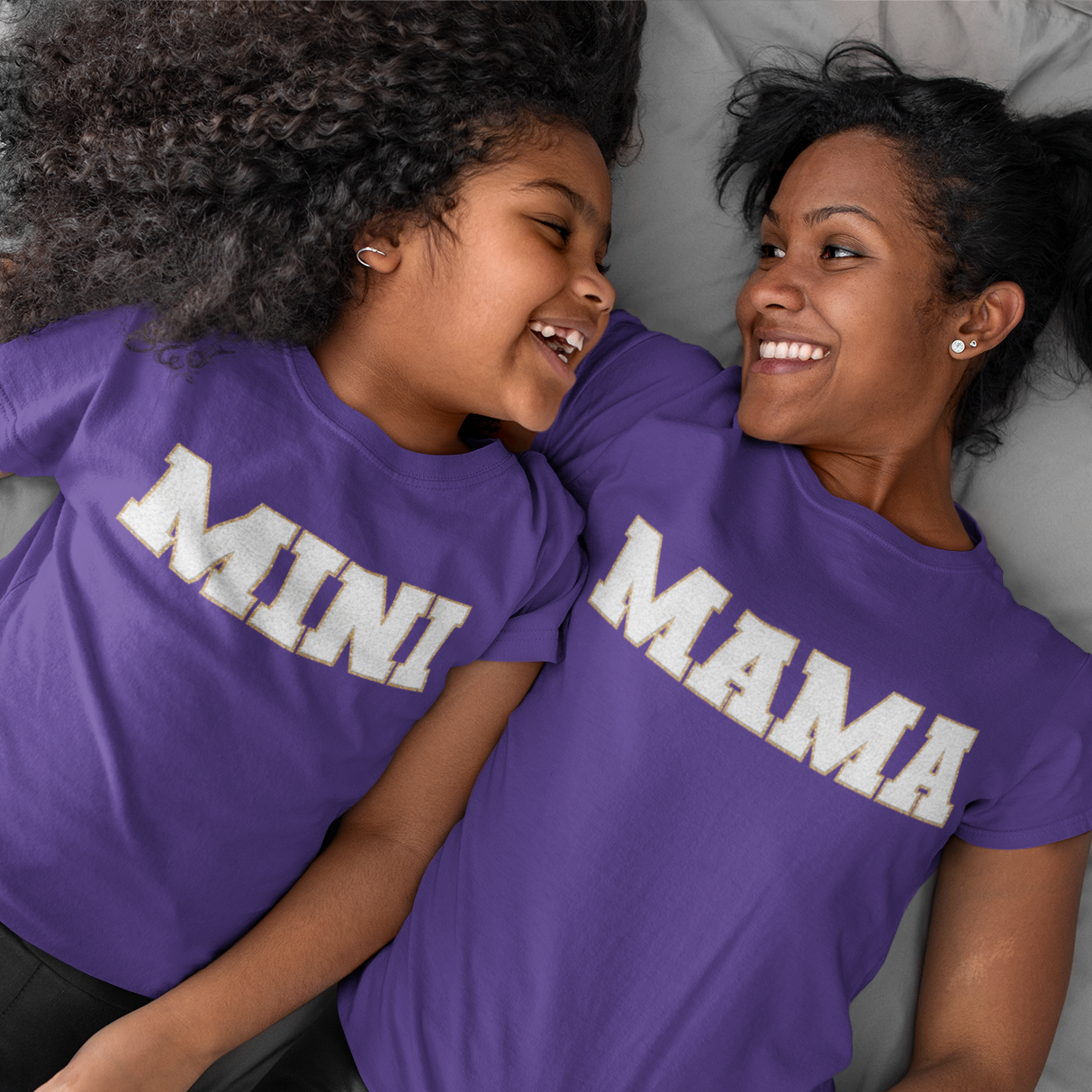 Nana, Mama, & Mini T-Shirt Collection - White Faux Chenille Glitter Patch Matching Family Shirts