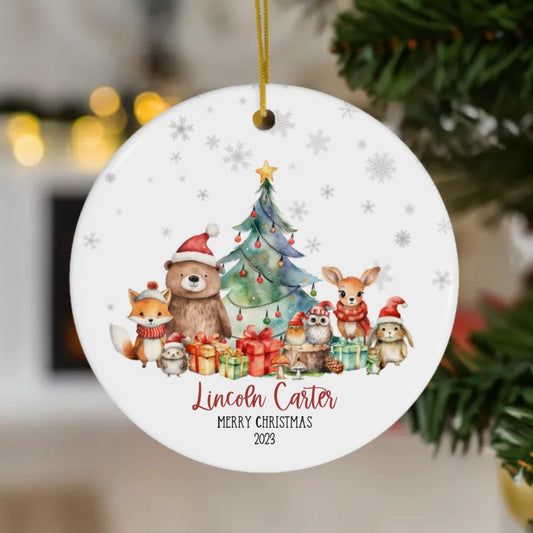 Personalized Christmas Ornament - Woodland Animals - Baby’s First Christmas Gift