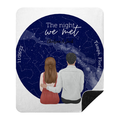 A Love Story Written in the Stars - Personalized Premium Blanket with Star Map