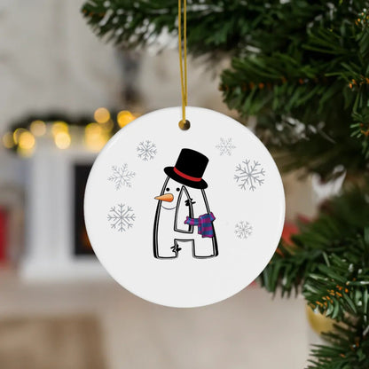 Letter Name Christmas Ornament - Snowman - Personalized Family Monogram Gift